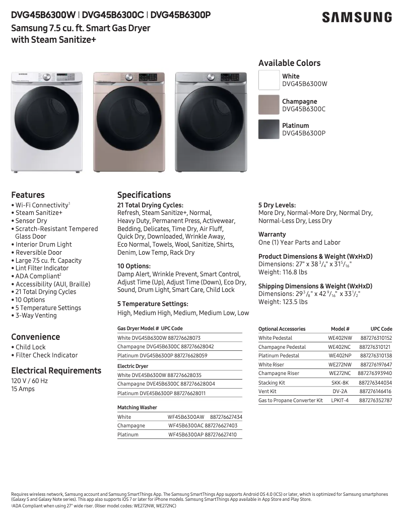 First page image of the manual for DVG45B6300C