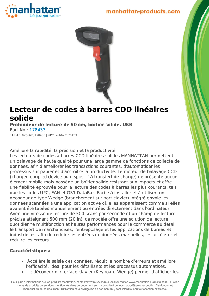 Page 1 of the manual Technical Sheet Manhattan 178433
