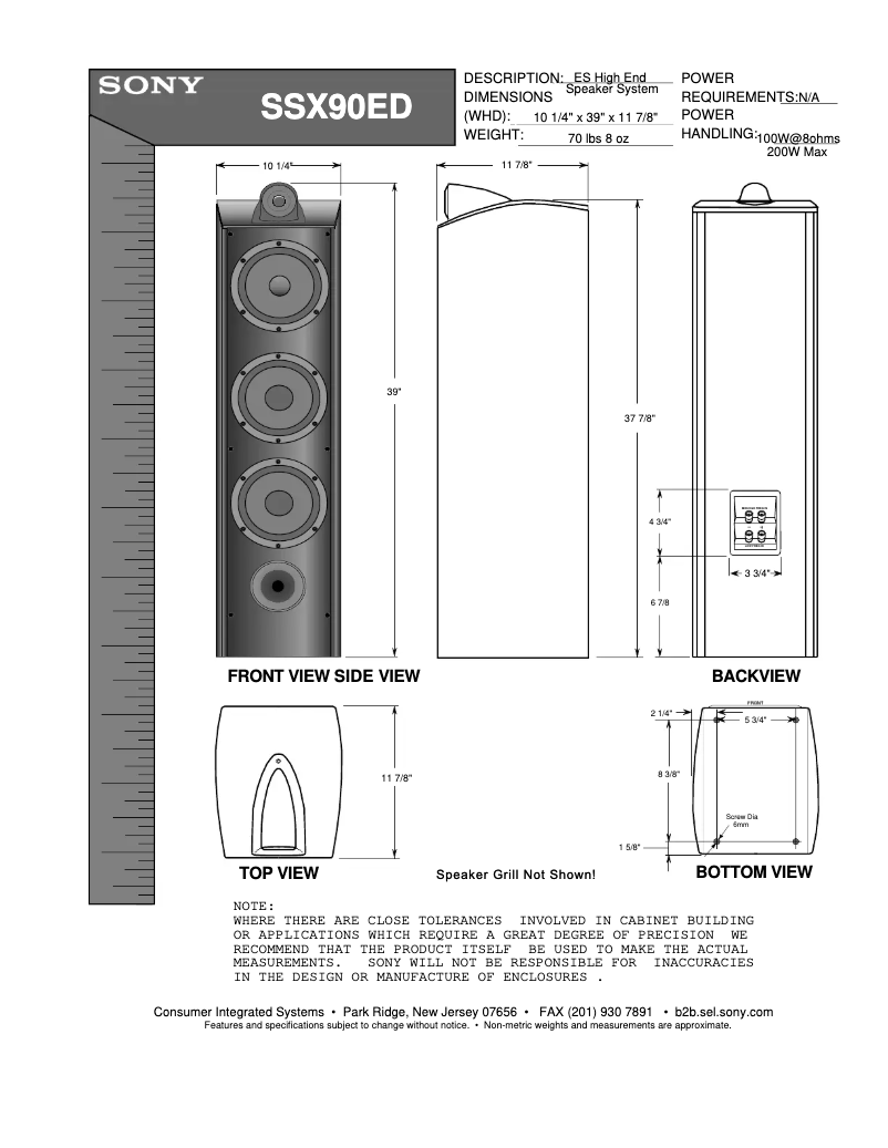 First page image of the manual for SS-X90ED