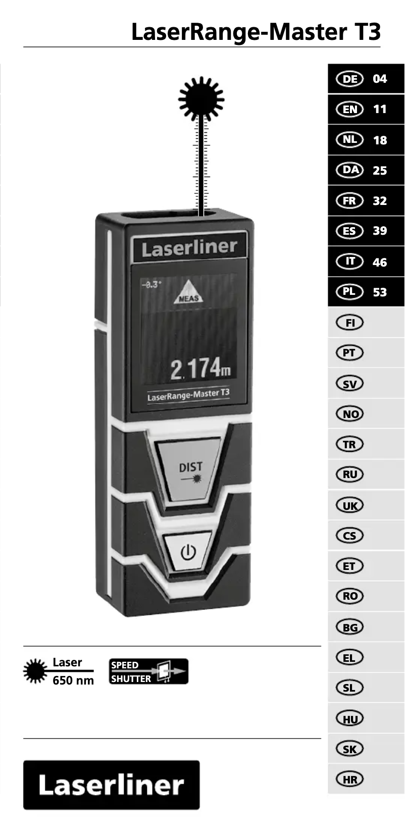 Page 1 of the manual User Manual Laserliner LaserRange-Master T3