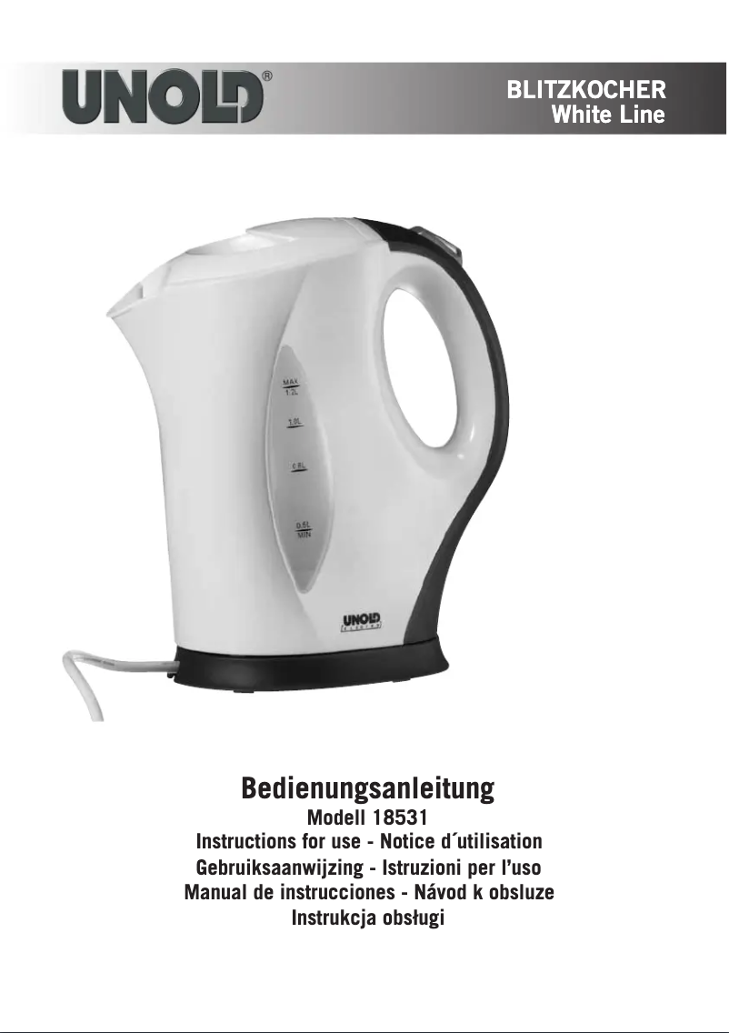 First page image of the manual for 18531 Blitzkocher White Line