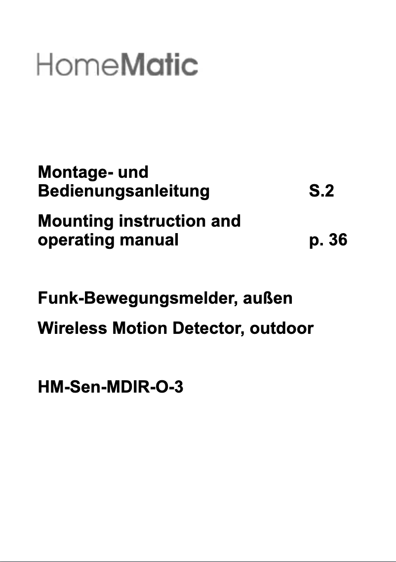 First page image of the manual for HM-Sen-MDIR-O-3