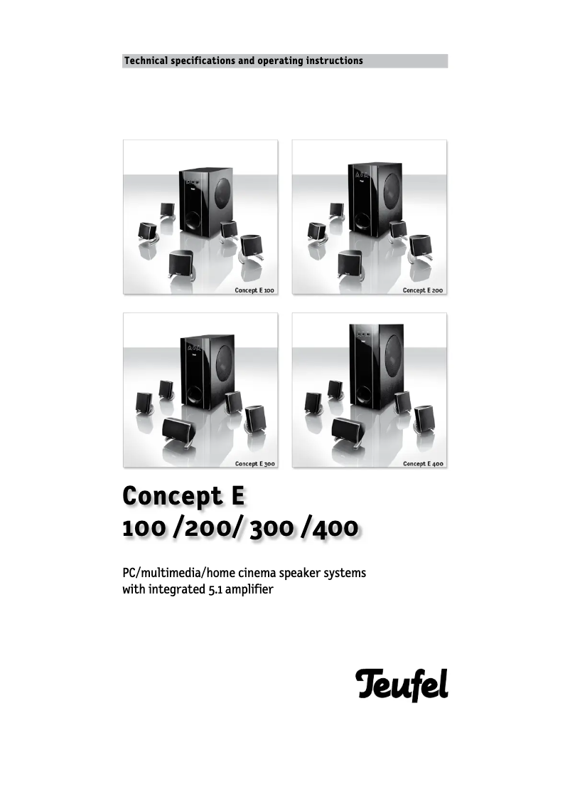 First page image of the manual for Concept E 200