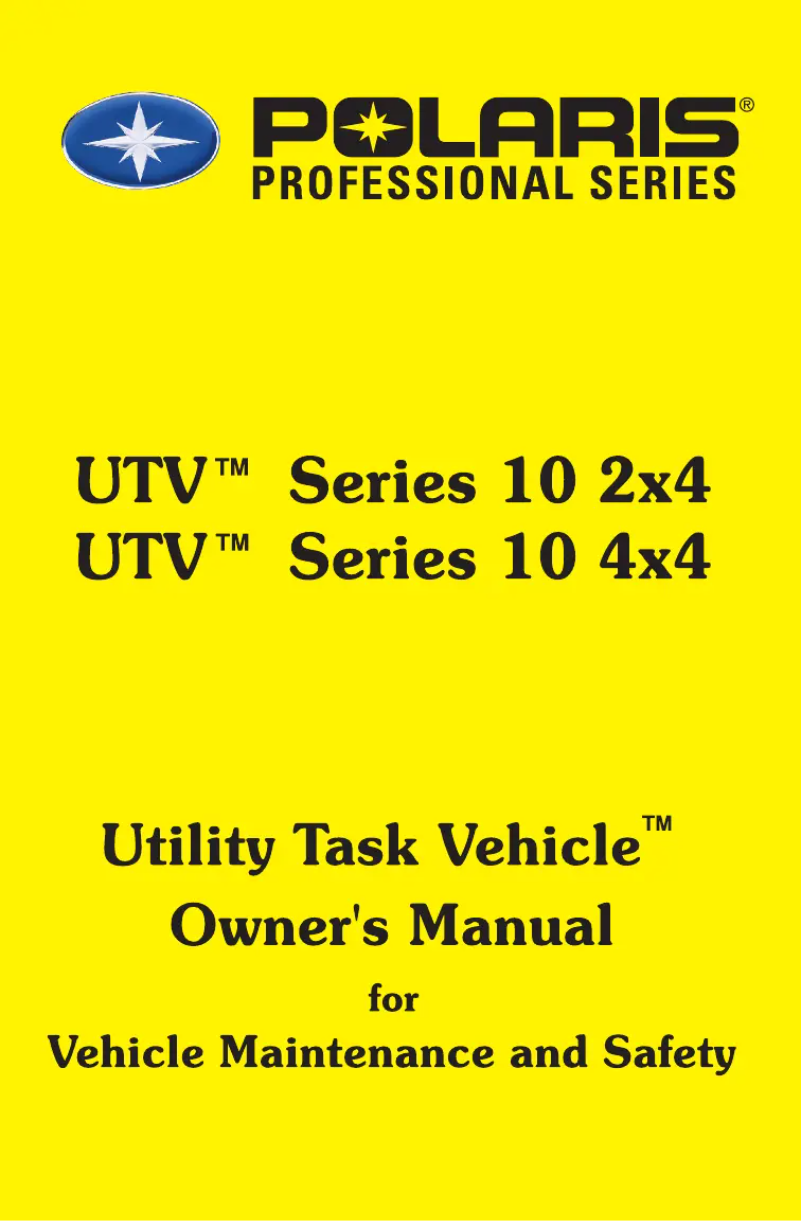 Page 1 of the manual User Manual Polaris UTV Series 10 4x4 (2002)