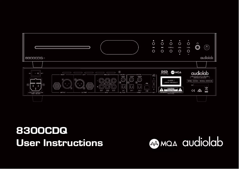 Page 1 of the manual User Manual Audiolab 8300CDQ