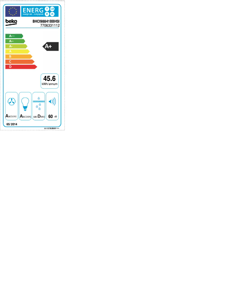 Page 1 of the manual Energy Label Beko BHCI98841BBHSI
