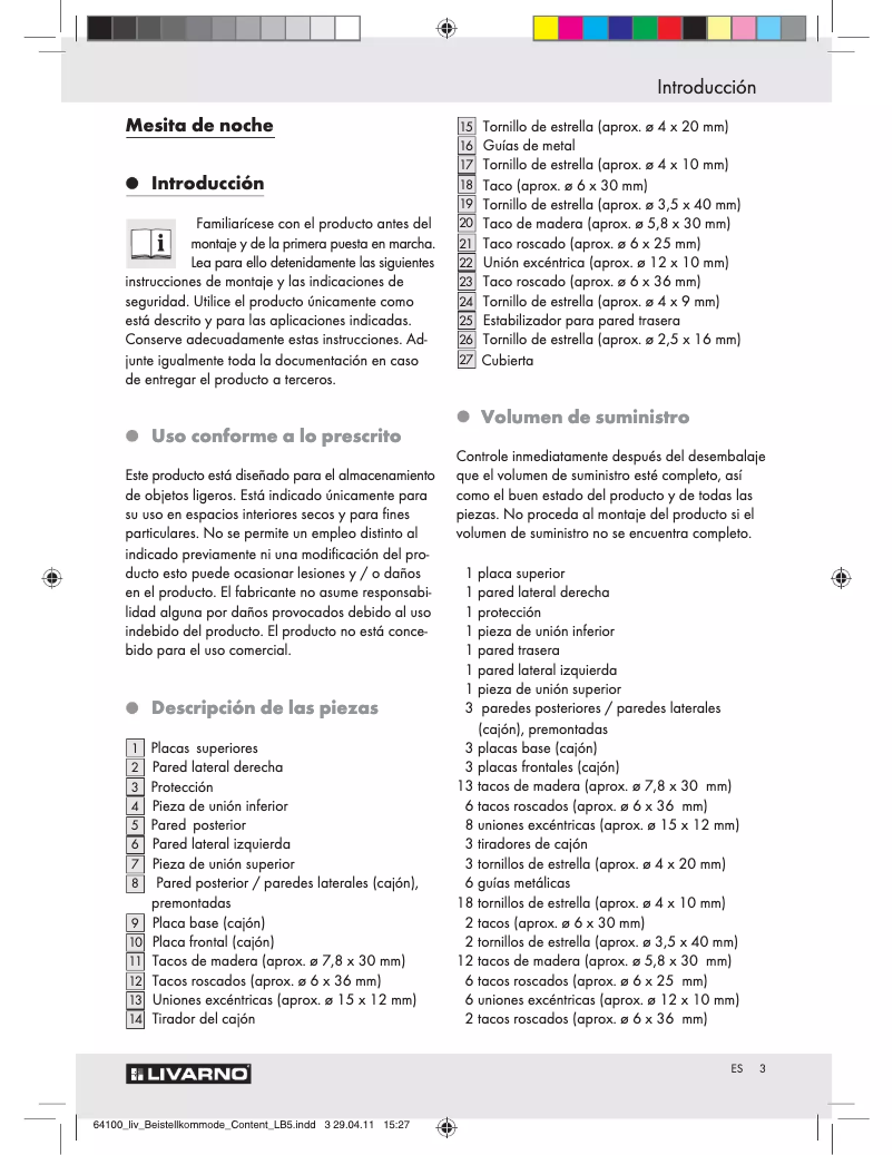 First page image of the manual for IAN 64100