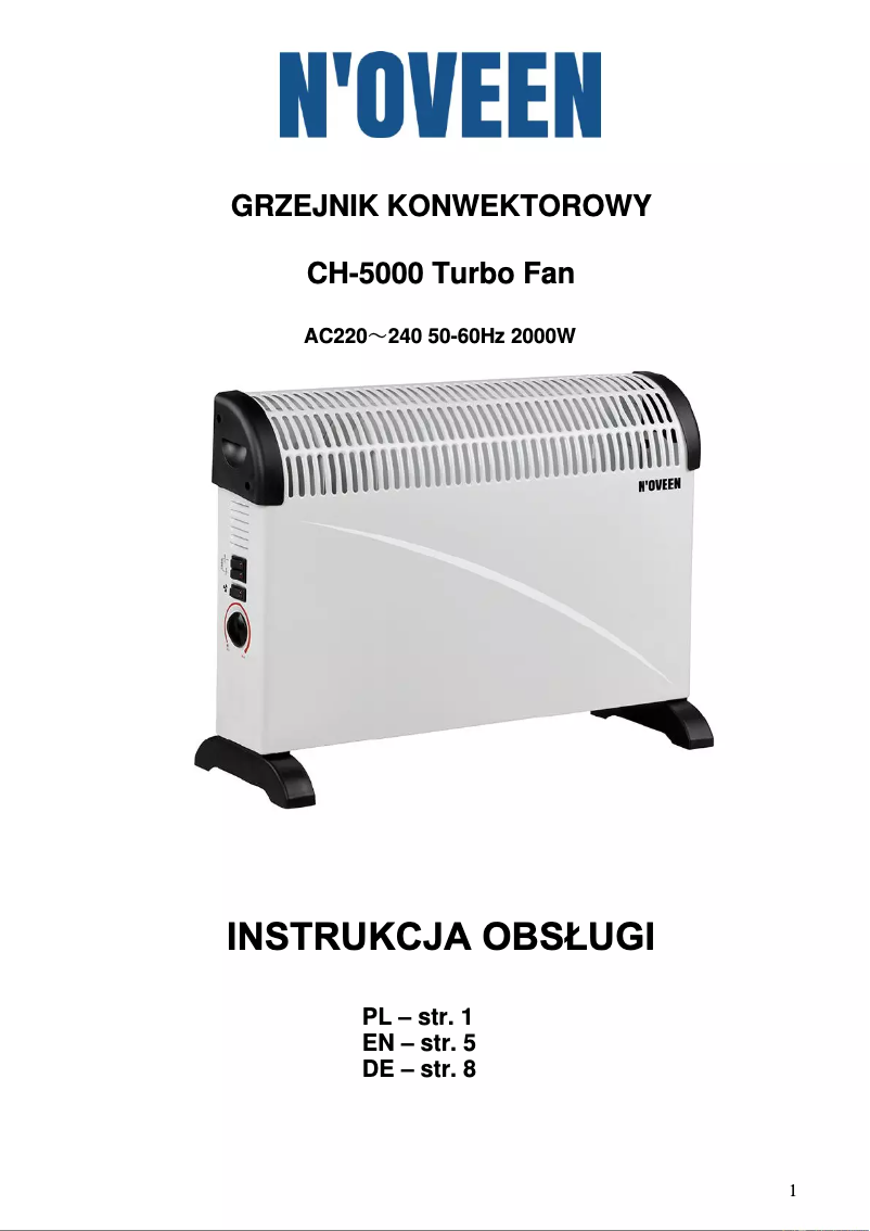 Page 1 of the manual User Manual N'oveen CH-5000