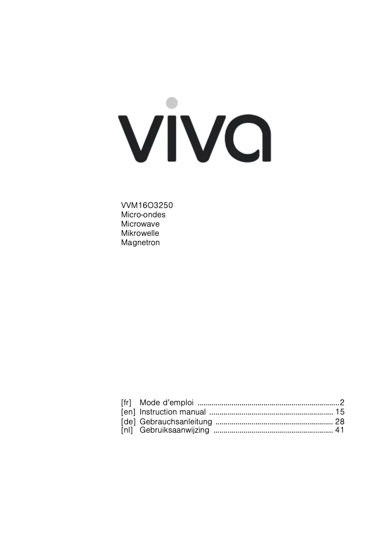 First page image of the manual for VVM16O3250
