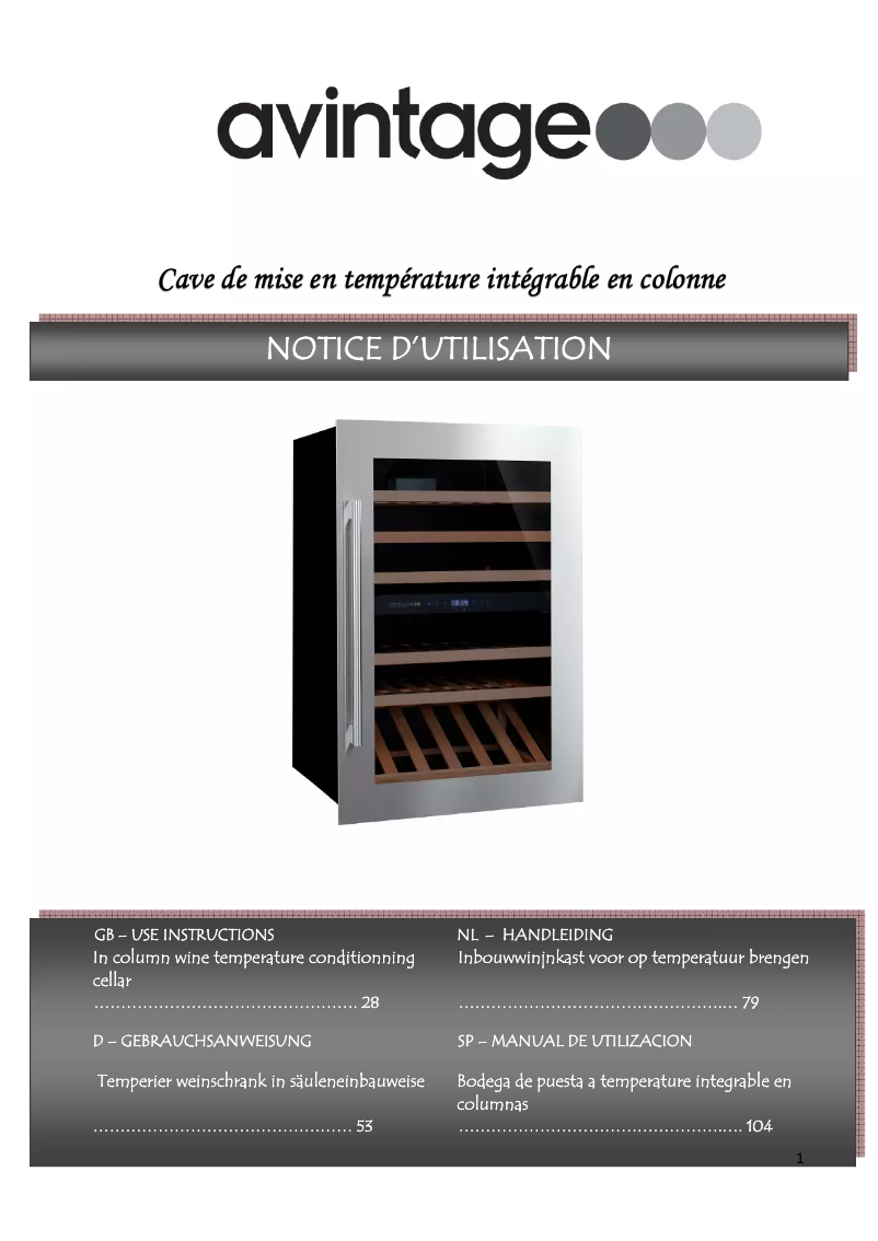 First page image of the manual for AV60CDZ