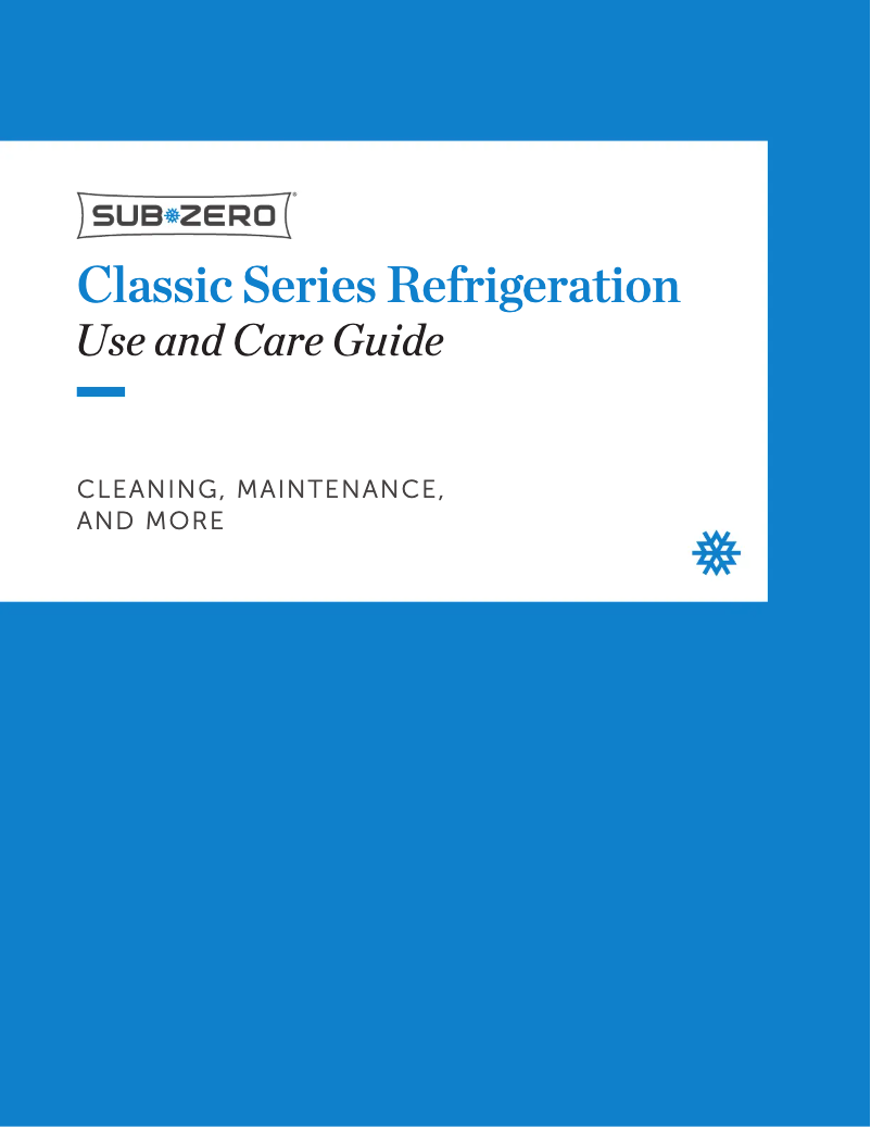 Page 1 of the manual Use and Maintenance Manual Sub-Zero CL4250SO