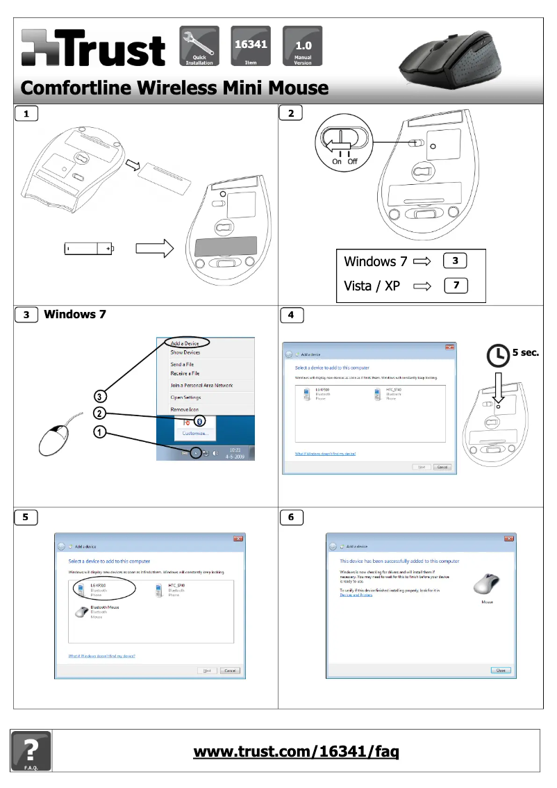 First page image of the manual for ComfortLine Bluetooth Mini Mouse