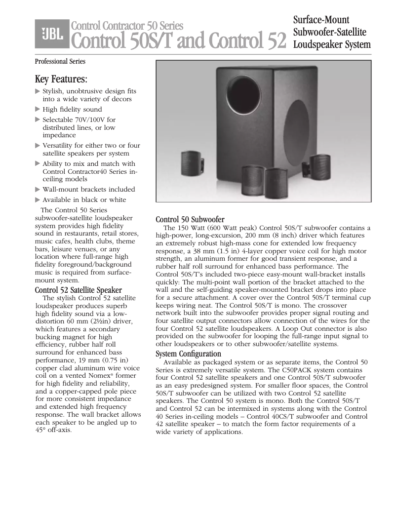 Page 1 of the manual User Manual JBL Control 50
