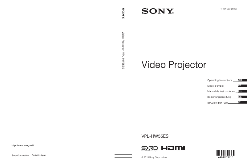 Page 1 of the manual User Manual Sony VPL-HW55ES