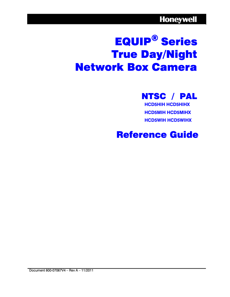 Page 1 of the manual User Manual Honeywell Equip HCD5HIH