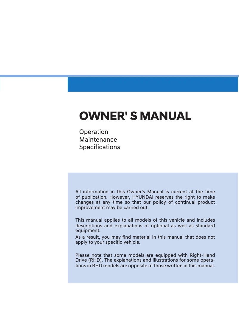 First page image of the manual for i20 (2020)