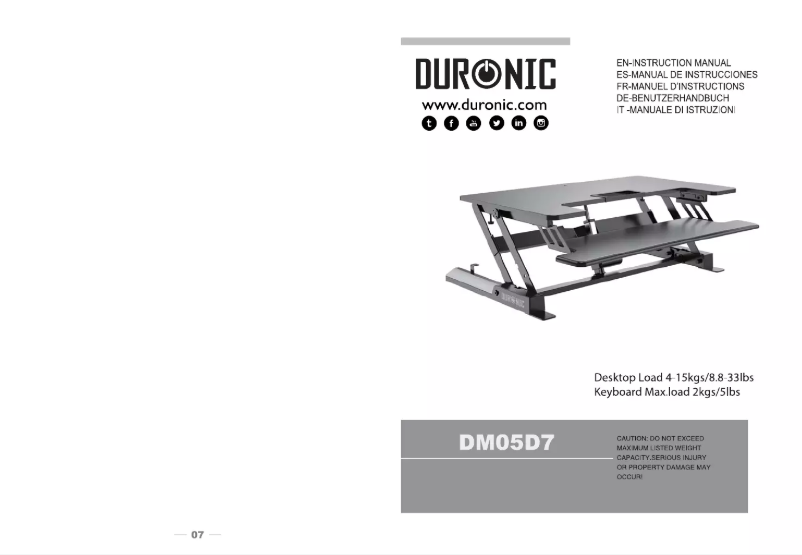 First page image of the manual for DM05D7