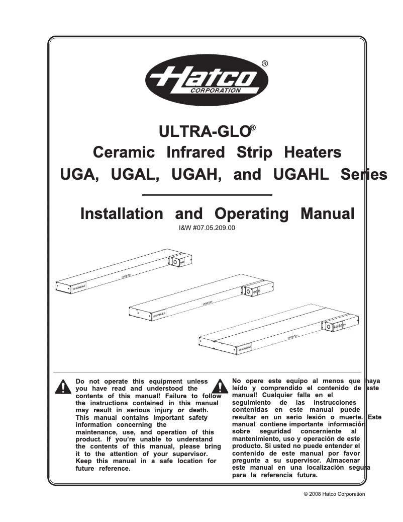 Page 1 of the manual User Manual Hatco Ultra-Glo UGFFB