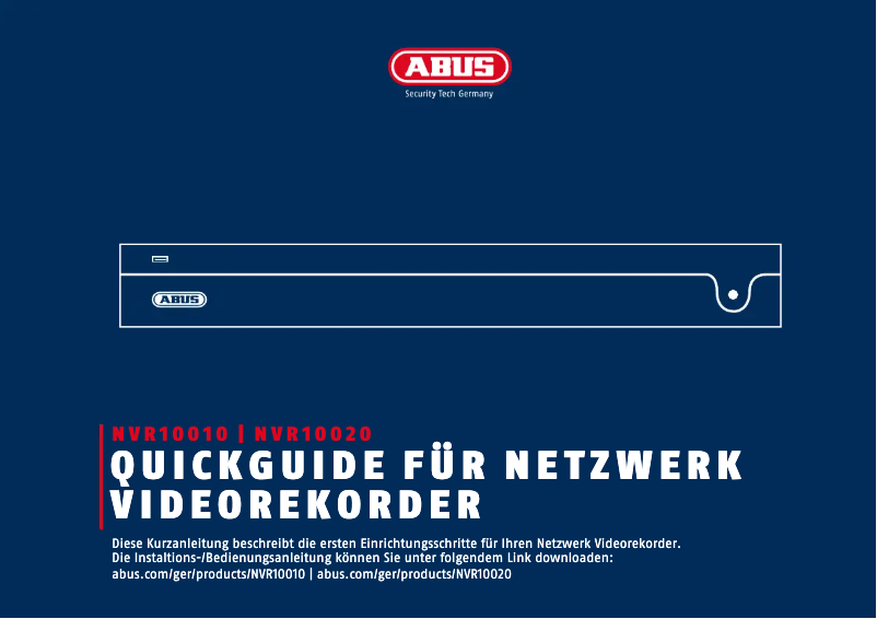 Image de la première page du manuel de l'appareil NVR10020