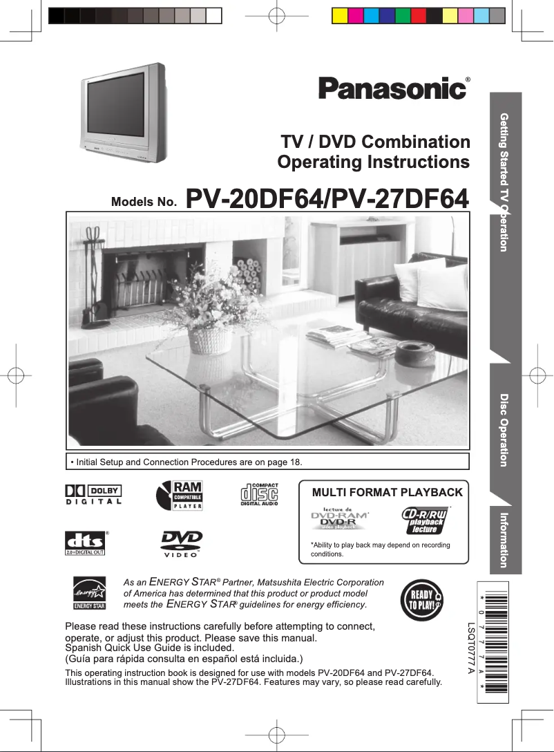 First page image of the manual for PV-27DF64