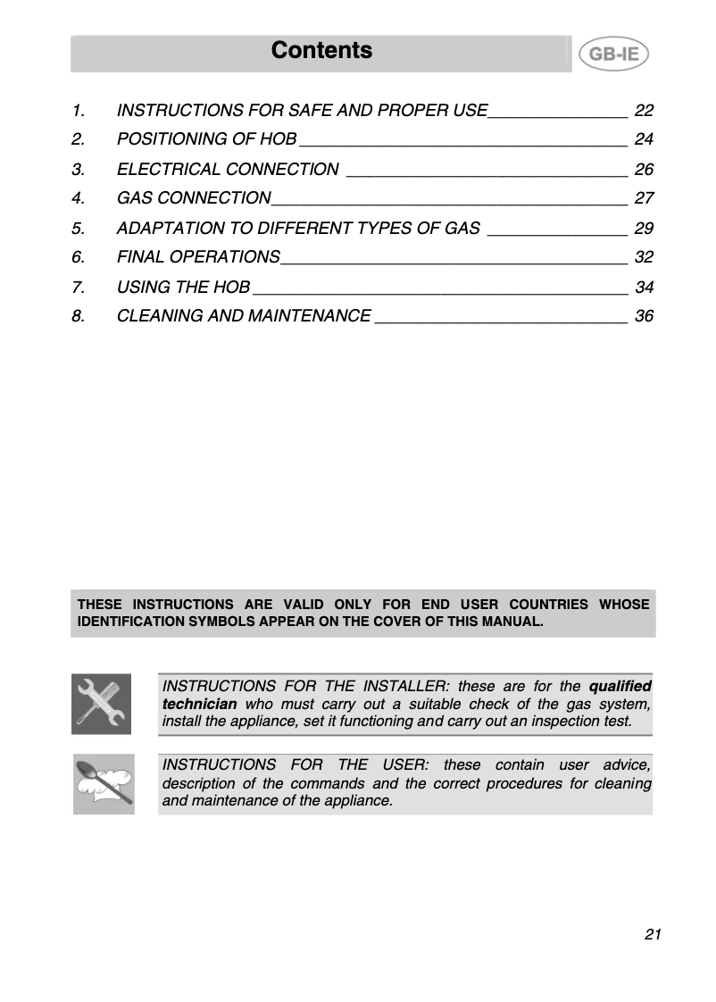 Page 1 of the manual User Manual Smeg SNL706X3