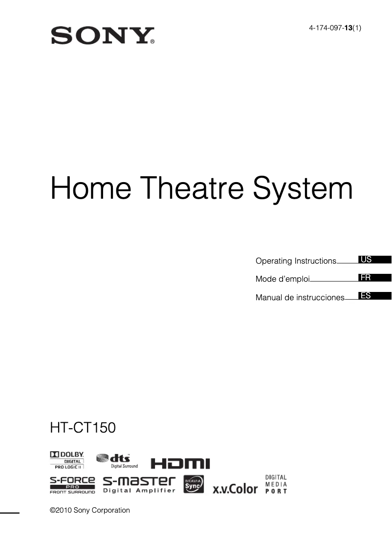 Page 1 of the manual User Manual Sony HT-CT150