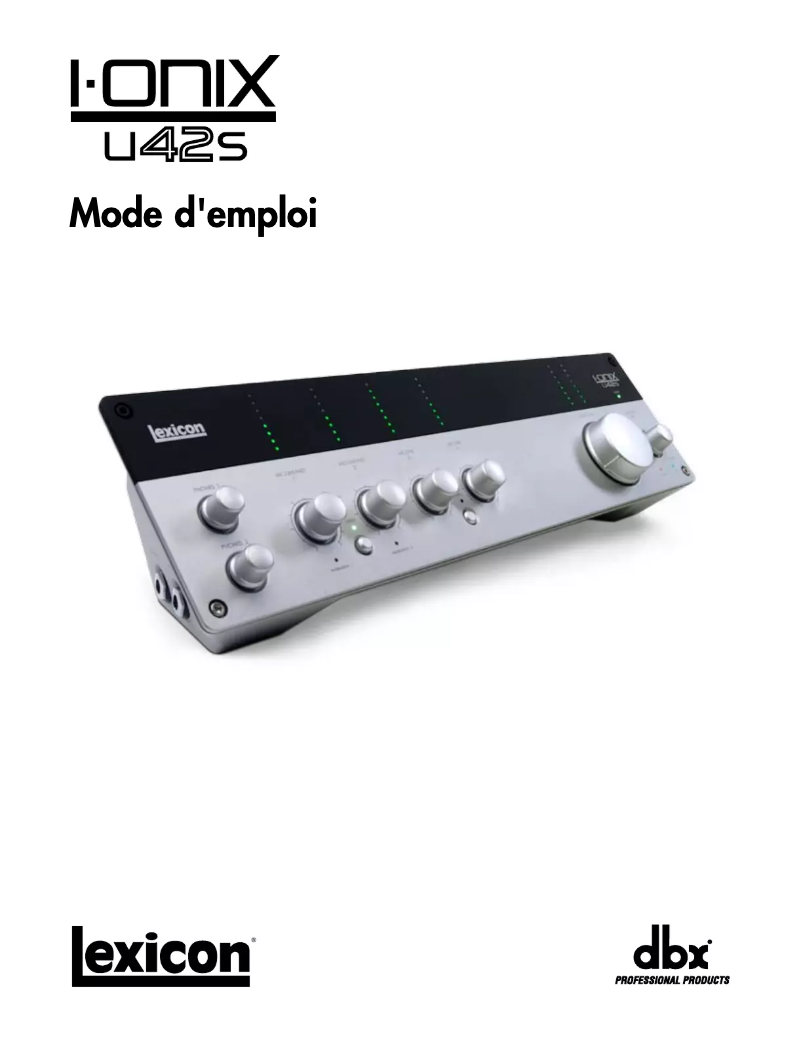 Page 1 of the manual User Manual Lexicon I-ONIX U42S