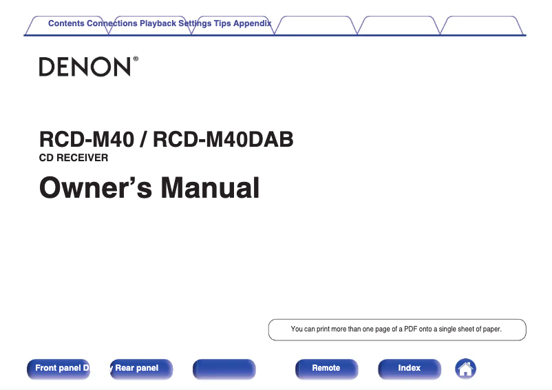 Page 1 of the manual User Manual Denon RCD-M40