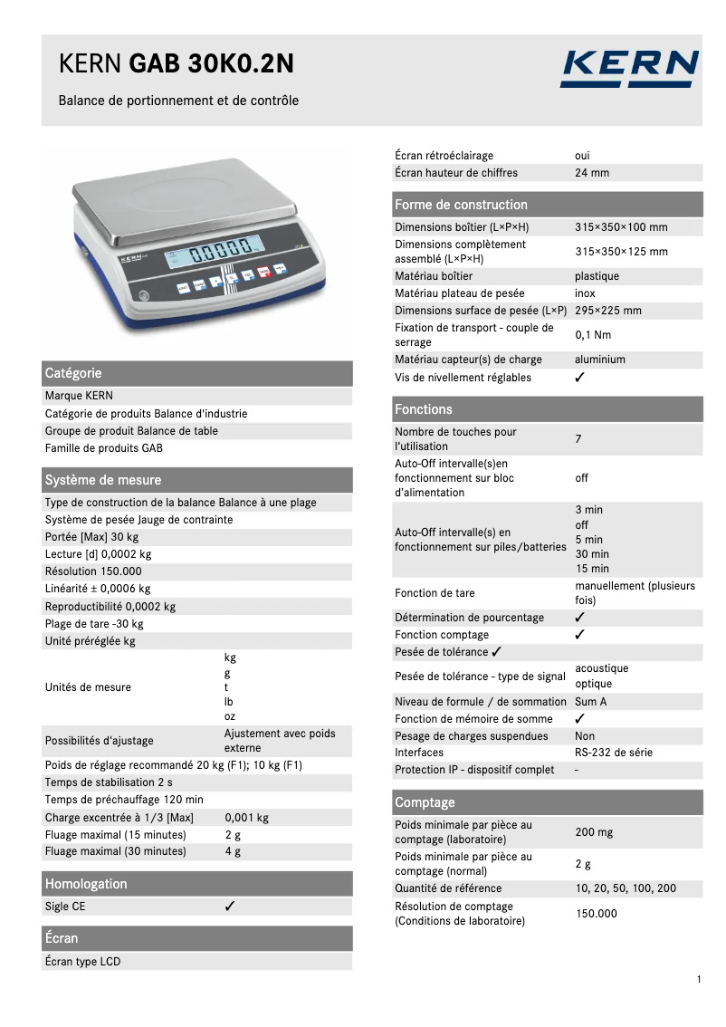 First page image of the manual for GAB 30K0.2N