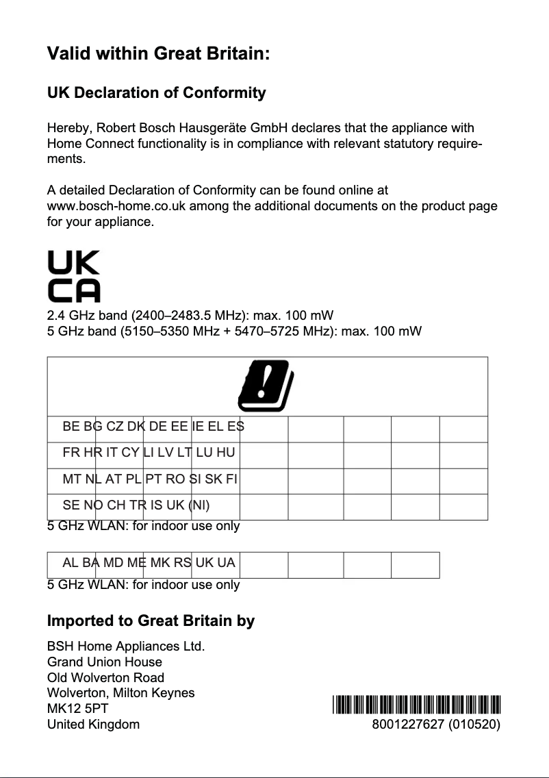 Page 1 of the manual Installation Guide Bosch Serie 6 SMV6ZCX01G