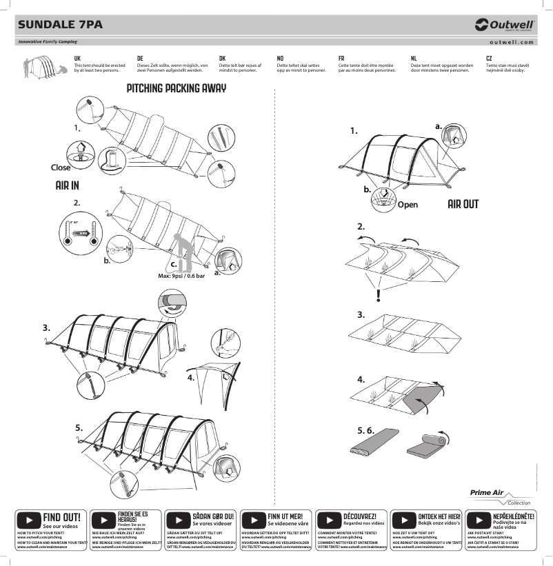 Page 1 of the manual Instruction Manual Outwell Sundale 7PA
