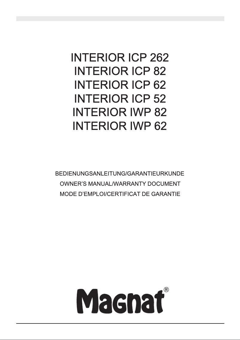 First page image of the manual for Interior ICP 52
