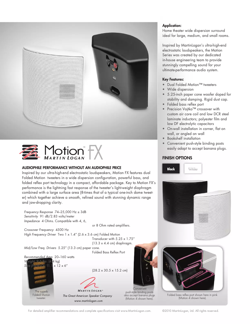 Page 1 of the manual Technical Sheet Martin Logan Motion FX