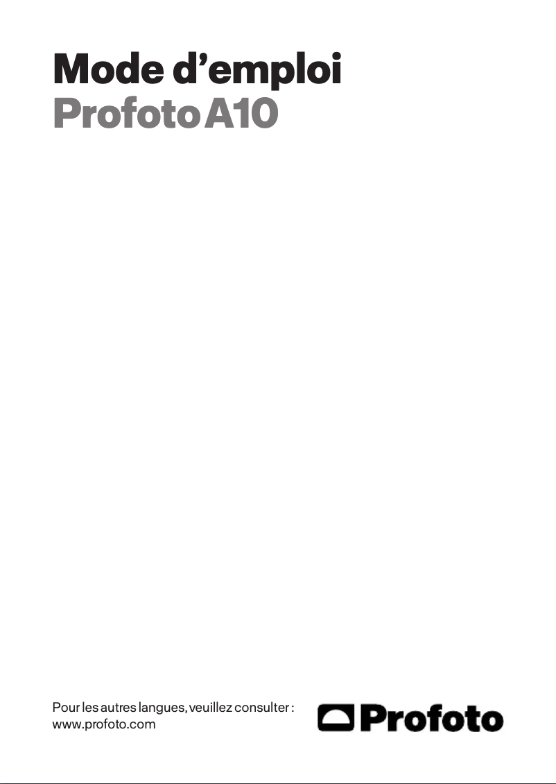 Page 1 of the manual User Manual Profoto A10