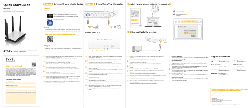 Page 1 of the manual Quick Start Guide ZyXEL NBG6604