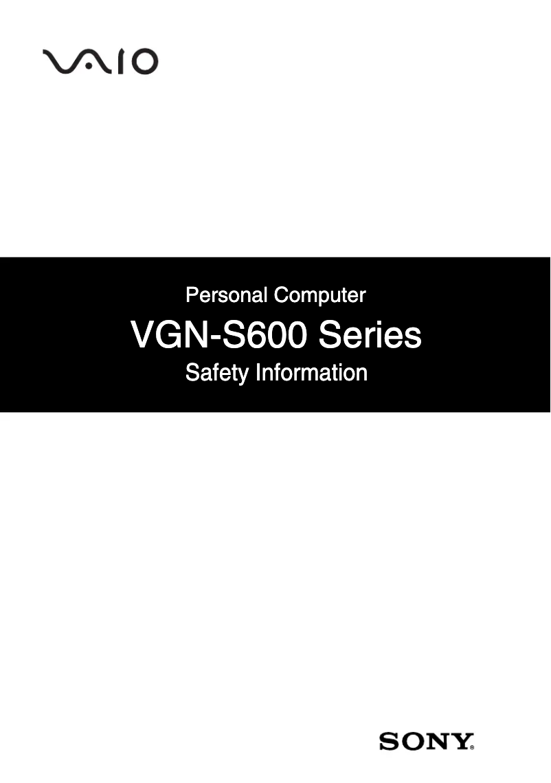 Page 1 of the manual Safety Instructions Sony Vaio VGN-S660P