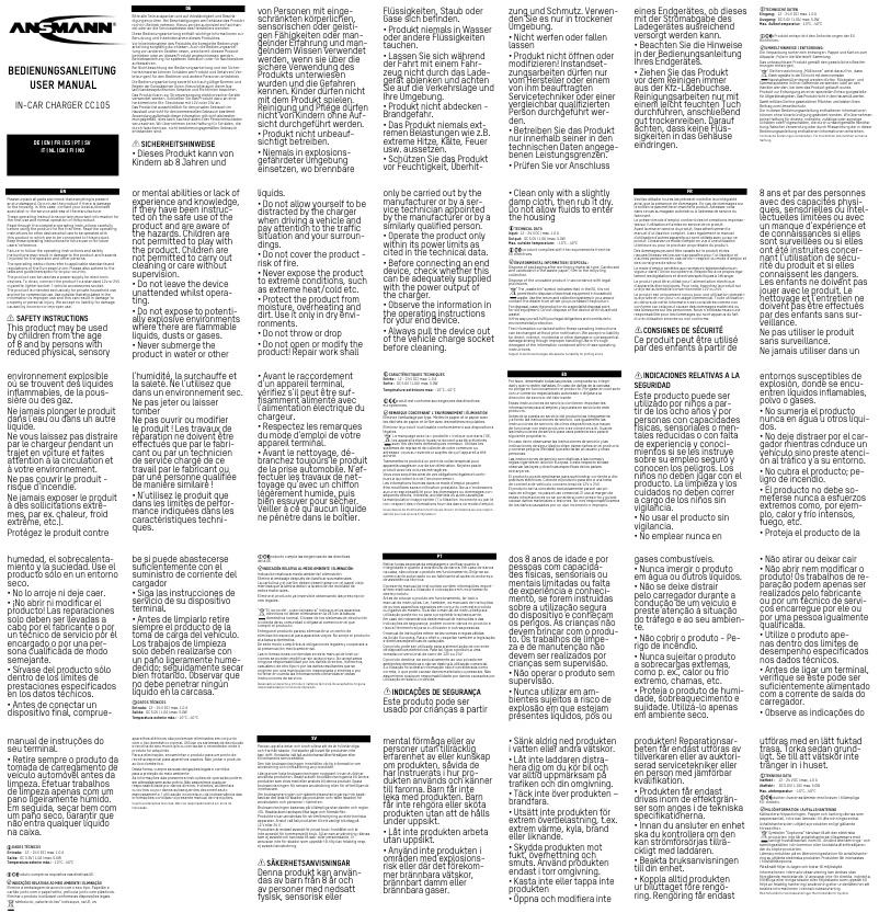 Page 1 of the manual User Manual Ansmann CC105