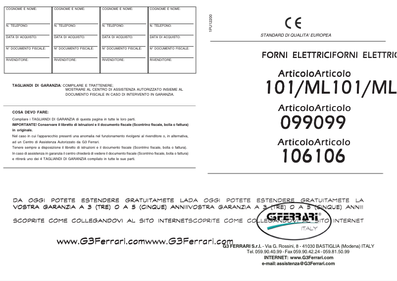 First page image of the manual for Napoli