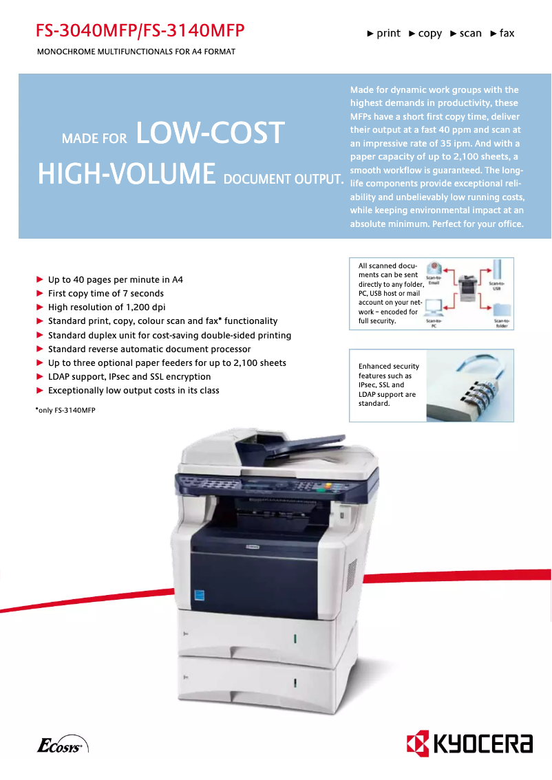 Page 1 of the manual Technical Sheet Kyocera FS-3040MFP