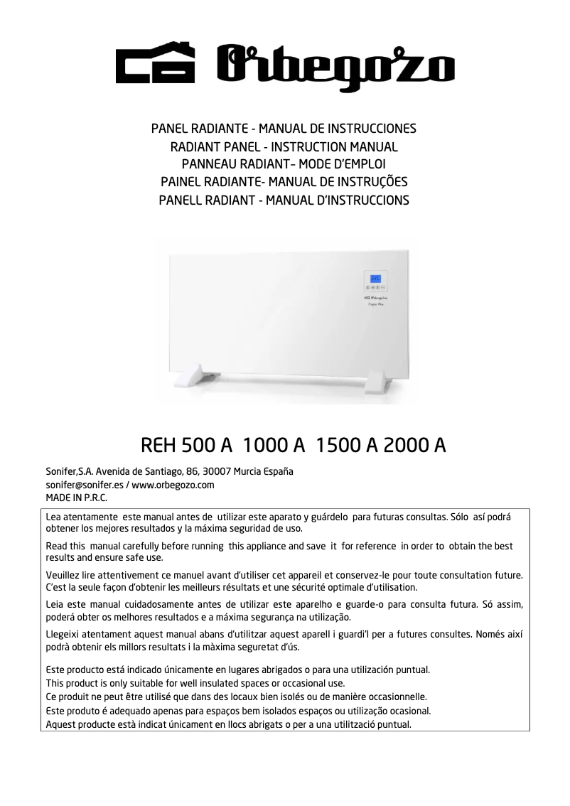 First page image of the manual for REH 1000