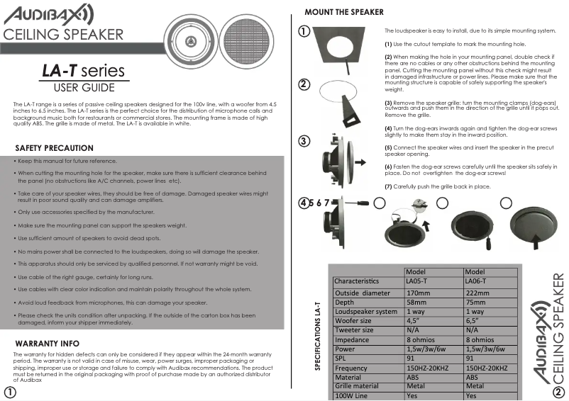 Page 1 of the manual User Manual Audibax LA06T