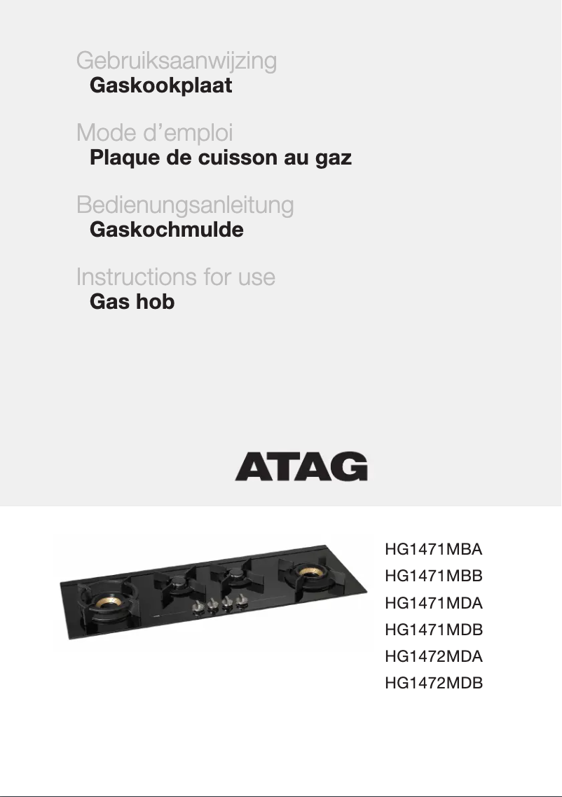 Page 1 of the manual User Manual Atag HG1472MDB