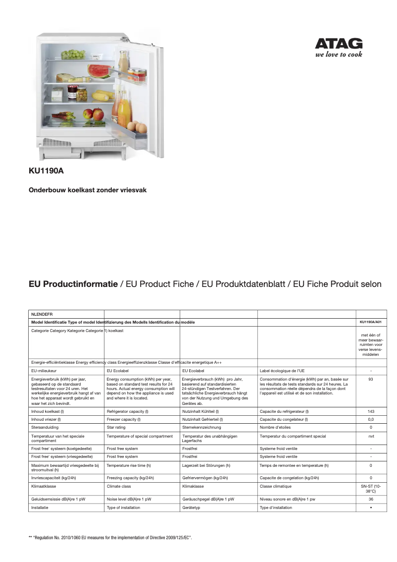 First page image of the manual for KU1190A