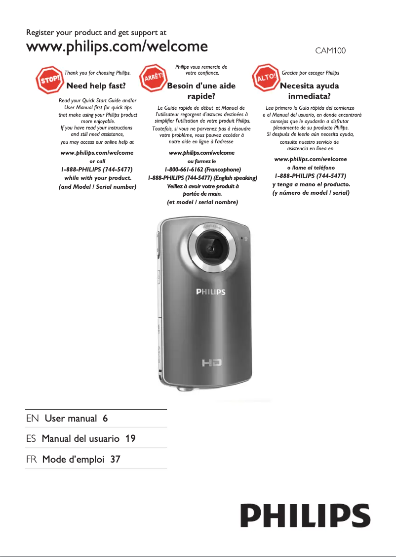 Image de la première page du manuel de l'appareil CAM100