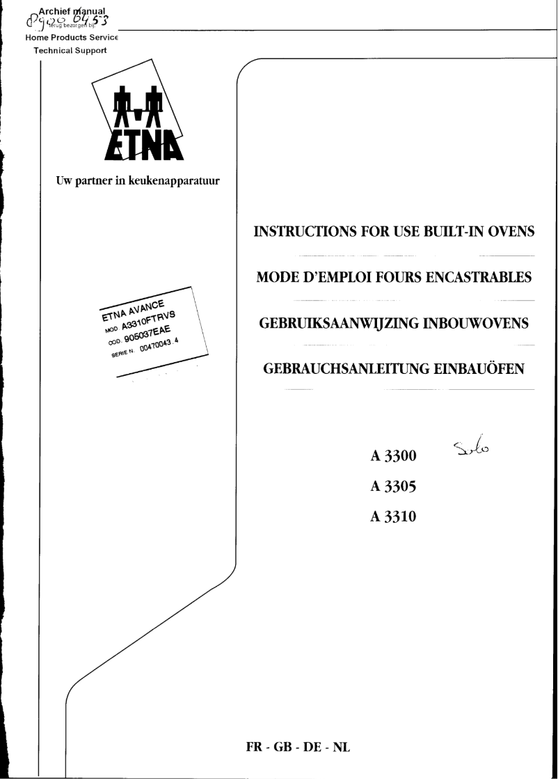 First page image of the manual for A3300T