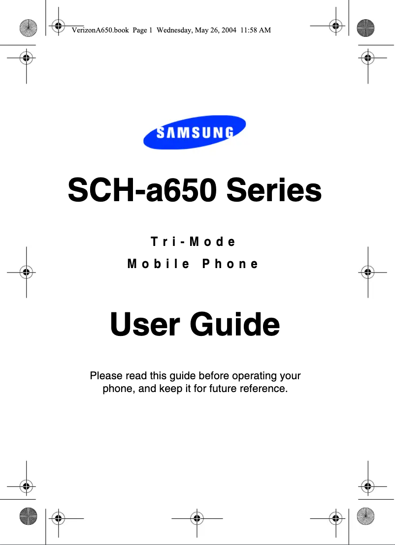 Page 1 of the manual User Manual Samsung SCH-A650