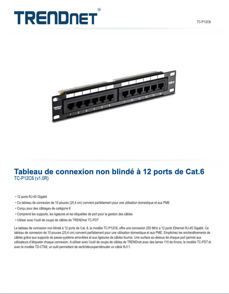 First page image of the manual for TC-P12C6