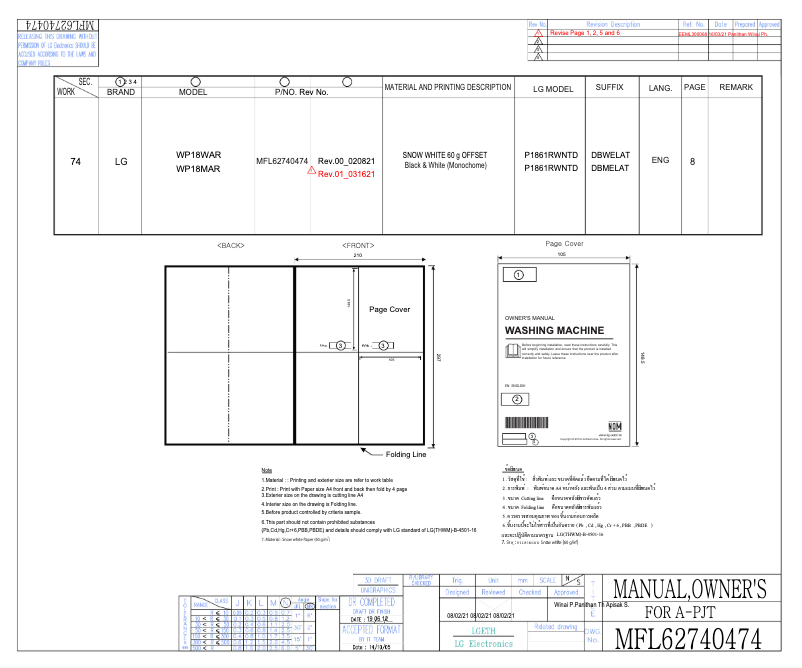 Page 1 of the manual User Manual LG WP18MAR