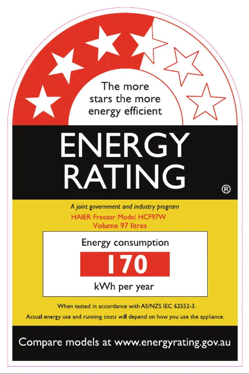 Page 1 of the manual Energy Label Haier HCF97W