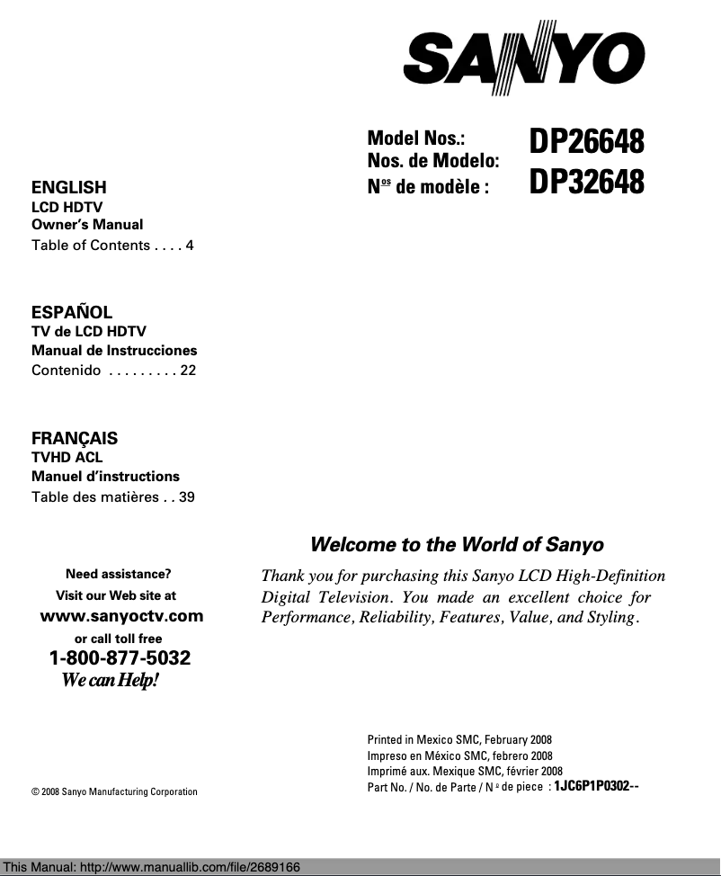 First page image of the manual for DP26648